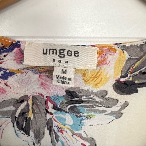 Umgee Floral Lace Up Blouse - Cream Size Medium - Picture 9 of 14